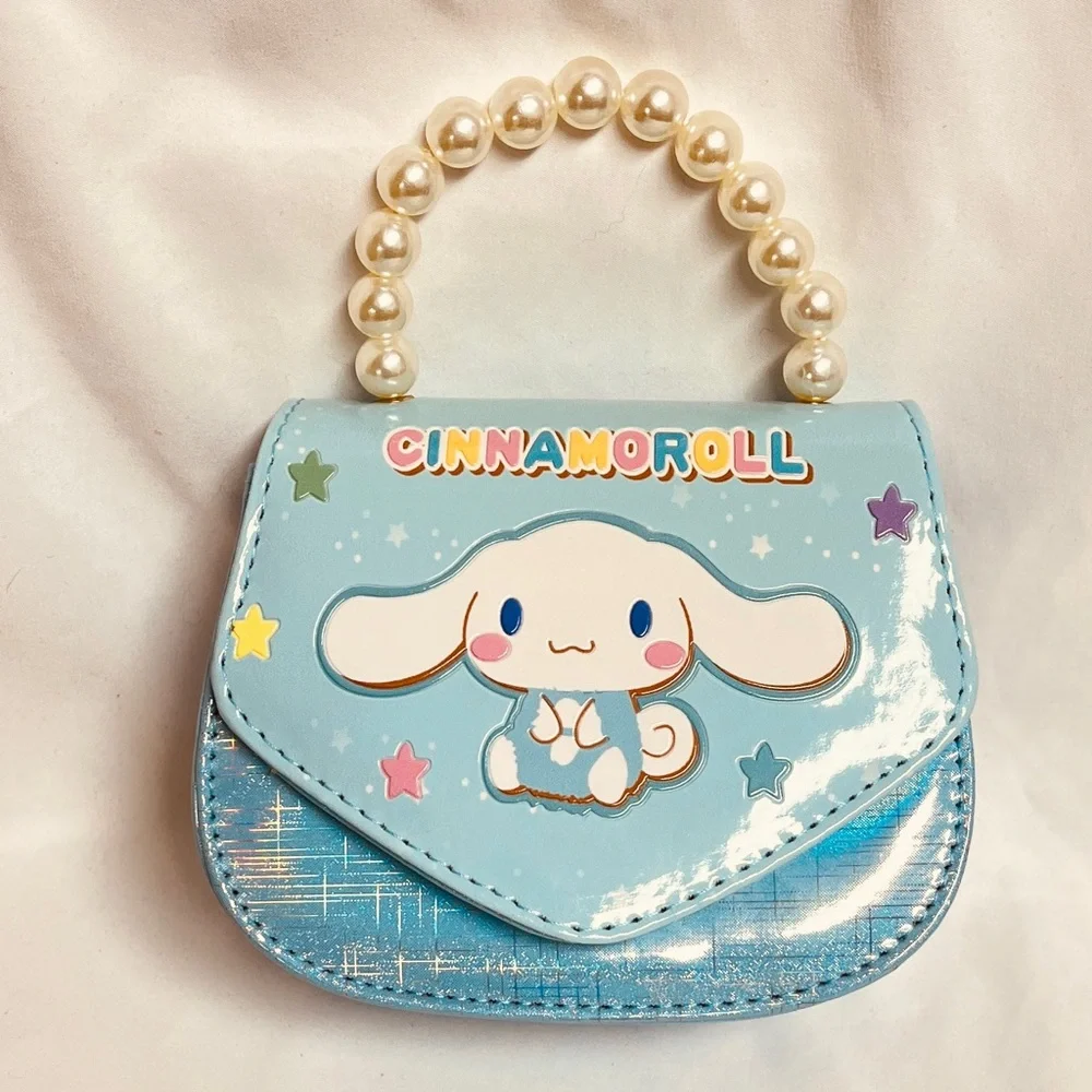 Cinnamoroll Blue Handbag with Pearl Handle,NIB, crossbody strap incl.,